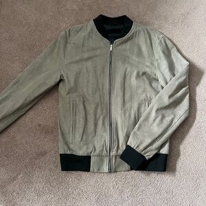Zara Taupe Brown Bomber Jacket with Black Accents